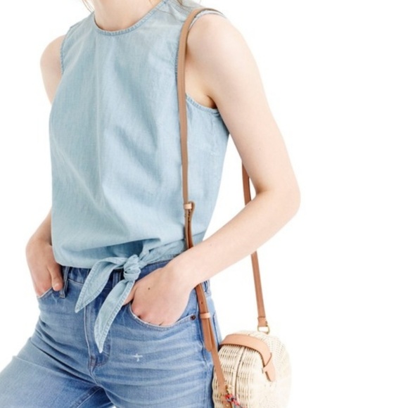 J. Crew Tops - J. Crew Chambray Tied Waist Sleevless Top